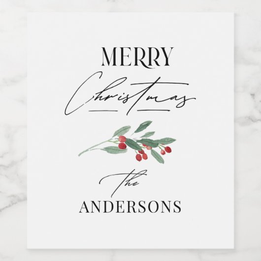 Elegantes, modernes Foto mit rotem Bug Weinetikett (Einzelnes Label)