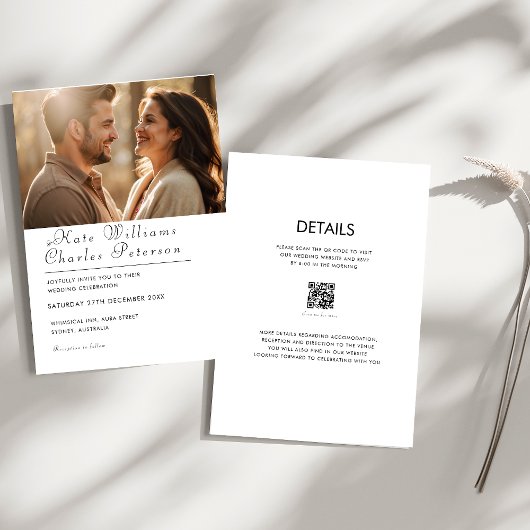 Elegantes, modernes Foto QR Code Einladung Hochzei