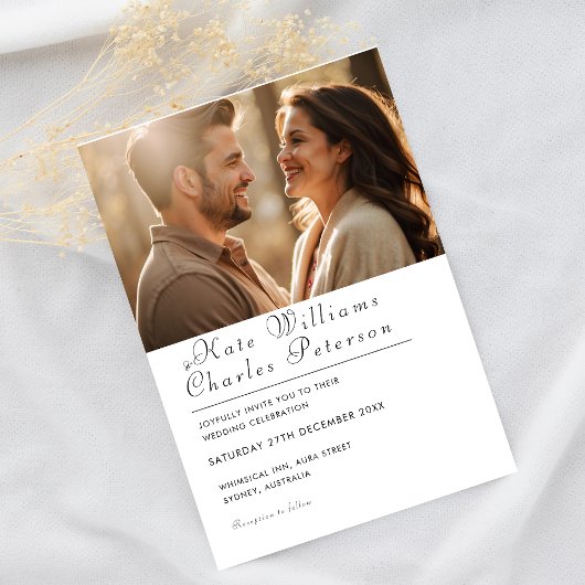 Elegantes, modernes Foto QR Code Einladung Hochzei