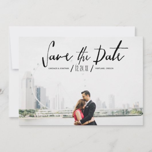 Elegantes modernes Foto Save the Date (Vorderseite)