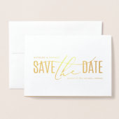 Elegantes modernes Foto Save the Date Folienkarte (Vorderseite mit Umschlag)