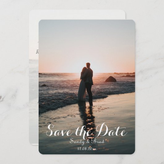 Elegantes modernes Foto Save the Date Hochzeit Einladung (Vorne/Hinten)