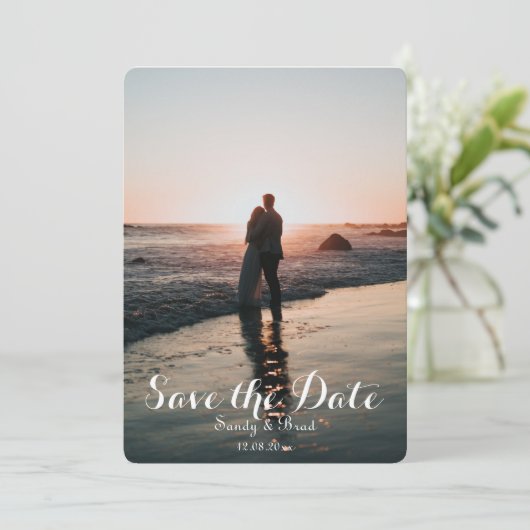 Elegantes modernes Foto Save the Date Hochzeit Einladung (Stehend Vorderseite)