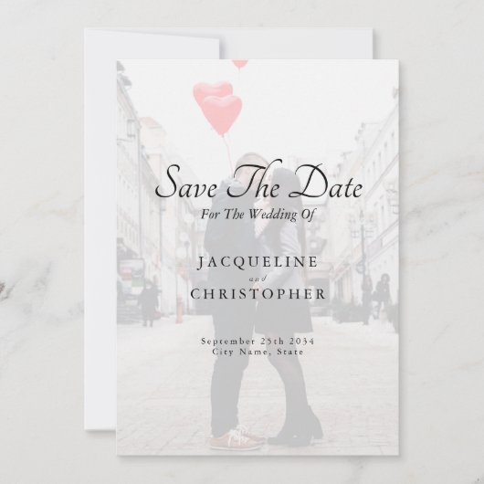Elegantes modernes Foto Save the Date Hochzeitskar Einladung (Vorderseite)