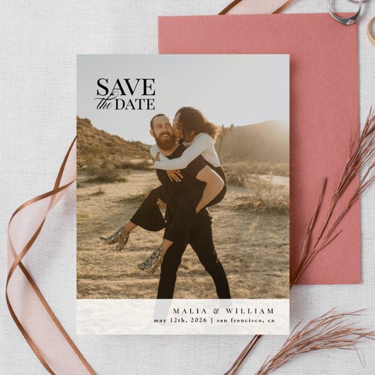 Elegantes modernes Foto Save the Date Postkarte