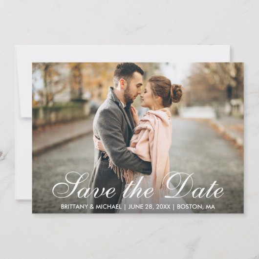 Elegantes modernes Foto Save the Date Verlobung WS Einladung (Vorderseite)
