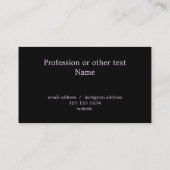 Elegantes modernes Foto Schwarz Beruflich Visitenkarte (Rückseite)