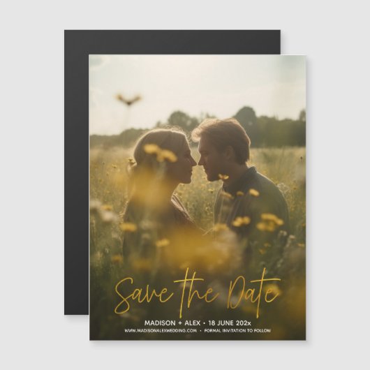 Elegantes modernes Foto Speichern Sie die Date Mag Magnetkarte (Vorne/Hinten)