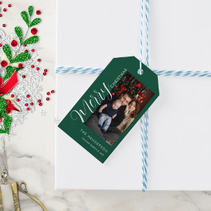 Elegantes modernes Foto-Weihnachtsanhänger   Frohe Geschenkanhänger