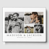 Elegantes, modernes Four Foto Wedding Guest Book Gästebuch (Vorderseite)