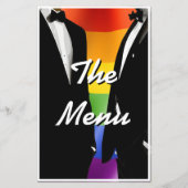 Elegantes, modernes Gay Men Rainbow Wedding Menu (Vorderseite)