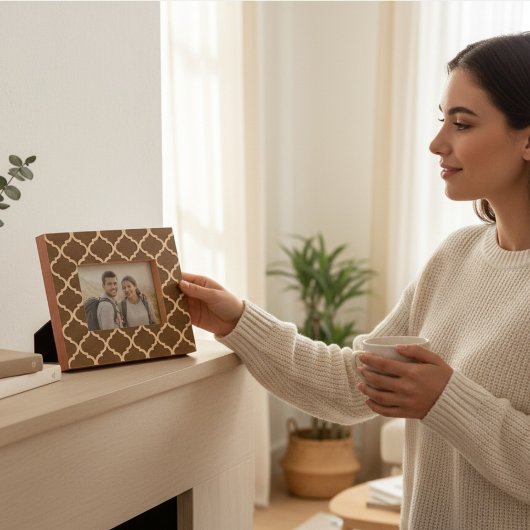 Elegantes modernes geometrisches Muster aus Holz Geätzte Rahmen