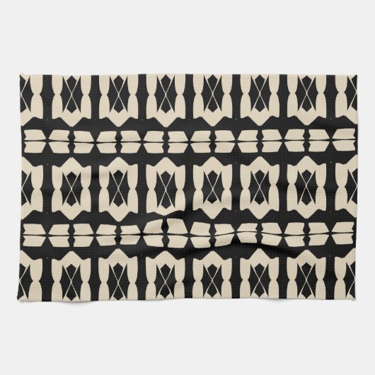 Elegantes modernes, geometrisches Muster in Schwar Geschirrtuch (Horizontal)