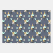 Elegantes modernes geometrisches Quilt-Muster Navy Geschenkpapier Set (Vorderseite)