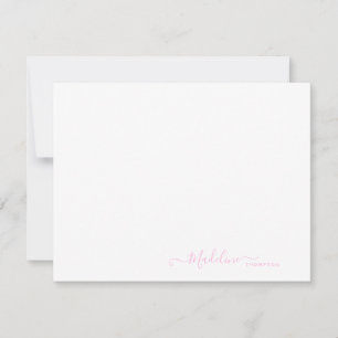 Elegantes, modernes Girly Script Rosa Mitteilungskarte