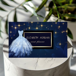 Elegantes modernes glamouröses Sterne Blaues Kleid Visitenkarte