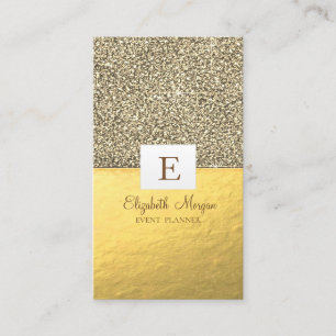Elegantes modernes glänzendes Monogramm Gold Glitt Visitenkarte