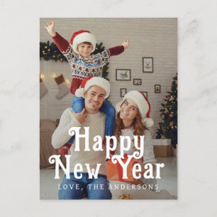 Elegantes, modernes, glückliches New Year 2026 Fam Feiertagspostkarte