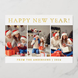 Elegantes, modernes, glückliches New Year Family F Folien Feiertagskarte