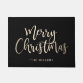 Elegantes, modernes Gold & Back Frohe Weihnachten Fußmatte (Vorderseite)