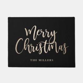 Elegantes, modernes Gold & Back Frohe Weihnachten Fußmatte