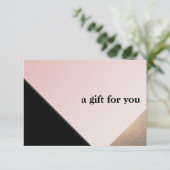 Elegantes, modernes Gold, Black Pink Geschenkgutsc Dankeskarte (Stehend Vorderseite)