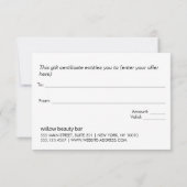 Elegantes, modernes Gold, Black Pink Geschenkgutsc Dankeskarte (Rückseite)