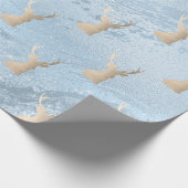 Elegantes, modernes Gold & blaues Weihnachtshirsch Geschenkpapier (Ecke)