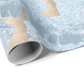 Elegantes, modernes Gold & blaues Weihnachtshirsch Geschenkpapier (Rolleneckpunkt)