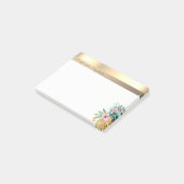 Elegantes modernes Gold Blumenmuster Ananas Post-it Klebezettel (angewinkelt)