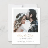 Elegantes, modernes Gold Custom Foto Save the Date Magneteinladung (Vorderseite)