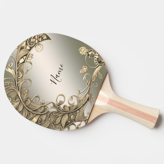 Elegantes, modernes Gold Decorative Ping Pong Padd Tischtennis Schläger (Seitenansicht)