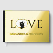 Elegantes, modernes Gold Foto Herz Custom Wedding Gästebuch (Vorderseite)