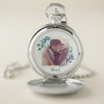 Elegantes modernes Gold Geometric und Leaf Foto Taschenuhr<br><div class="desc">Moderne und elegante Goldgeometrie und Blattrahmen für eines Ihrer Lieblingshotels.</div>
