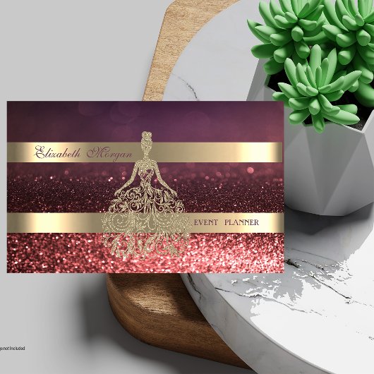 Elegantes, modernes Gold Glitzer Kleid, gestreift  Visitenkarte