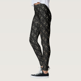 Elegantes, modernes Gold Hearts and Keys Muster | Leggings