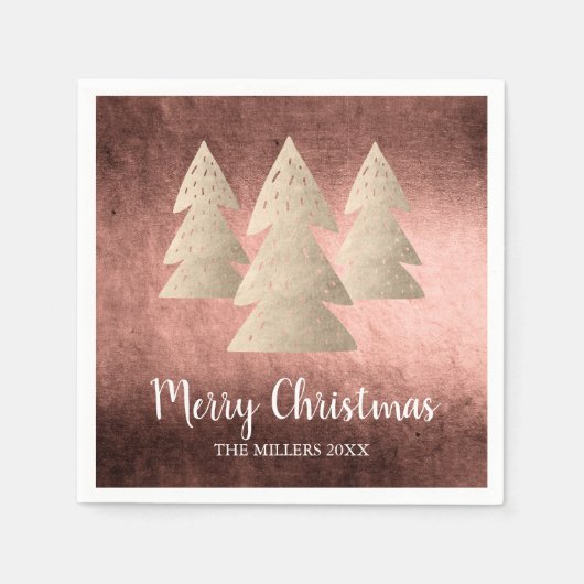 Elegantes modernes Gold & Kupfer Frohe Weihnachtsb Serviette (Vorderseite)