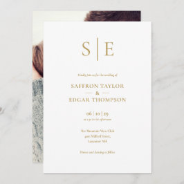 Elegantes, modernes Gold Monogram Foto Wedding Einladung