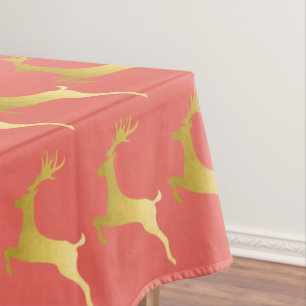 Elegantes modernes Gold Red Christmas Rentier-Must Tischdecke