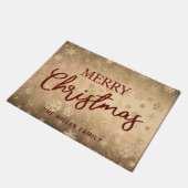 Elegantes modernes Gold & Rot Frohe Weihnachten Fußmatte (Schrägansicht)