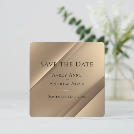 Elegantes modernes Gold Save The Date (Stehend Vorderseite)