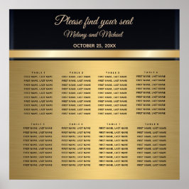 Elegantes modernes Gold/Schwarz Hochzeitsdiagramm Poster