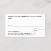 Elegantes, modernes Gold, Schwarz-Rosa Geschenkgut Rabattkarte (Rückseite)