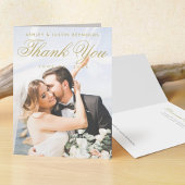 Elegantes, modernes Gold Script-Foto Hochzeit Dankeskarte