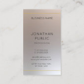 Elegantes, modernes Gold Silver Look Monogramm Visitenkarte (Rückseite)