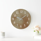 Elegantes, modernes Gold Squares Tiles-Muster | Große Wanduhr (Zuhause)