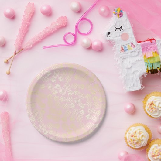 Elegantes modernes Gold- und Ananas-Muster Pappteller (Party)