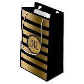 Elegantes modernes Gold- und Black Streifen Muster Kleine Geschenktüte (Rückseite Schrägansicht)