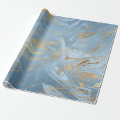 Elegantes modernes Gold und blauer Marmor-Look Geschenkpapier (Ungerollt)