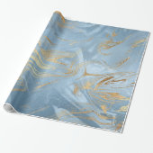 Elegantes modernes Gold und blauer Marmor-Look Geschenkpapier (Ungerollt)